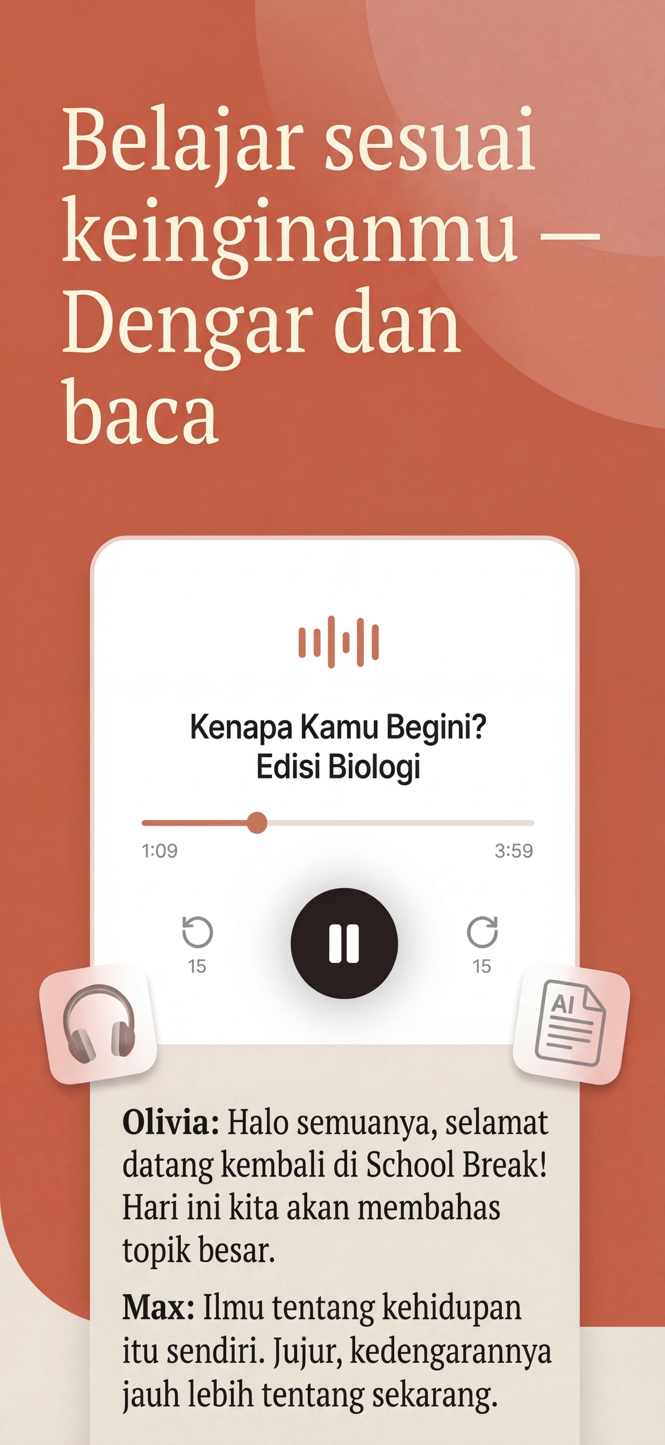 Screenshot aplikasi Naukado — flashcard AI untuk persiapan UTBK 2026